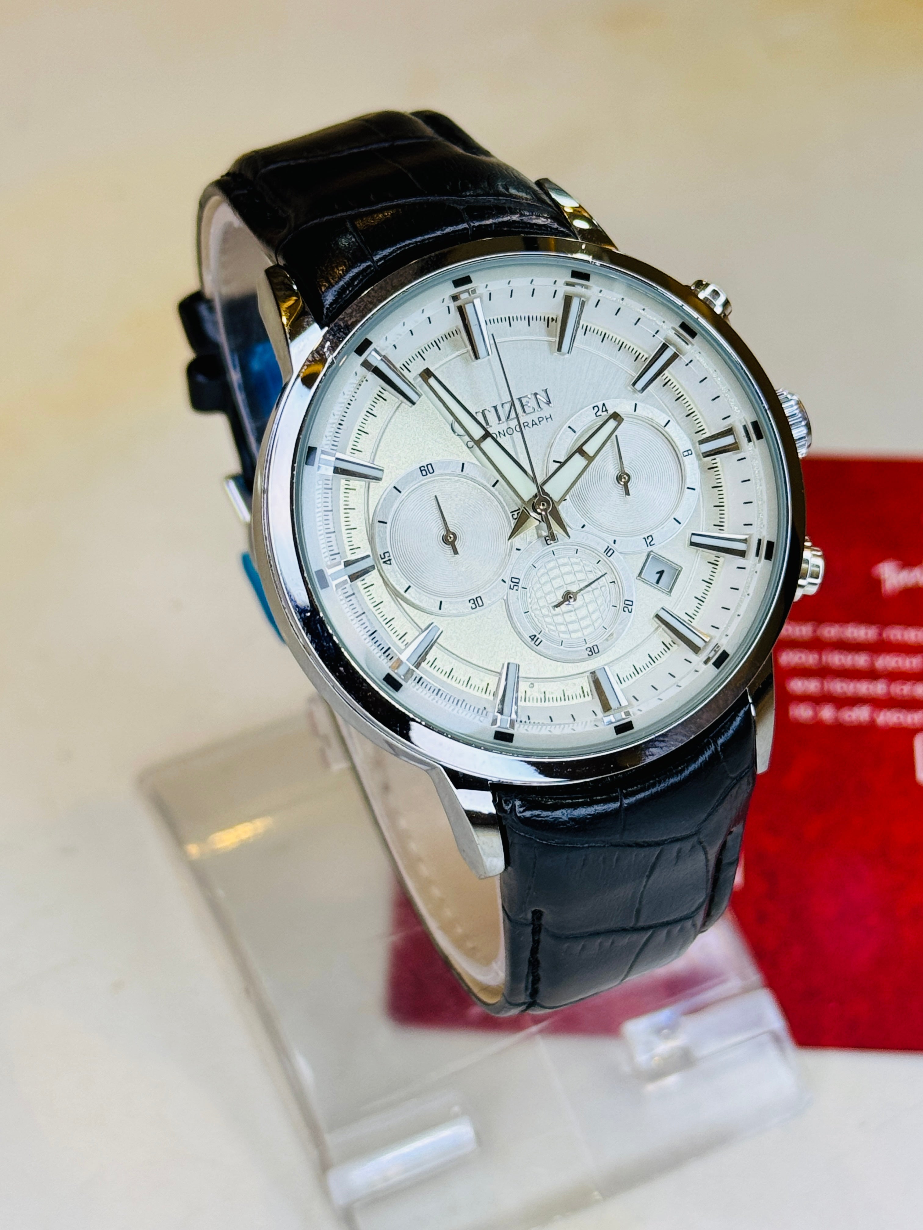 Citizen Globe Black White Chronograph Watch