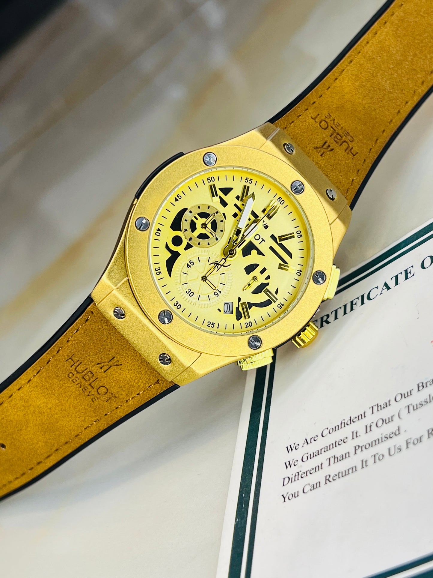 Brown Gold Chronograph Dial Hubl*t Watch