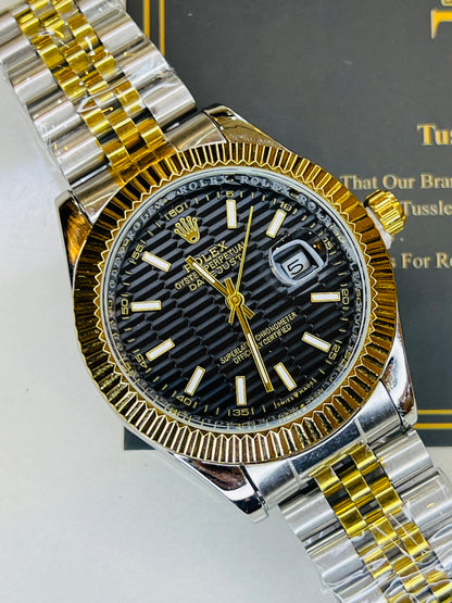 Premium Two Tone Black Date Just Watch