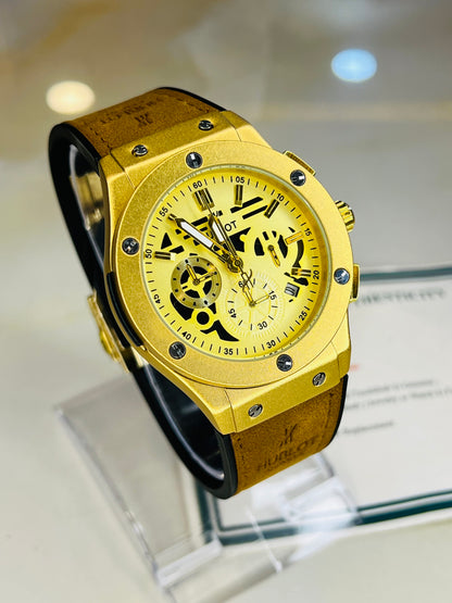 Brown Gold Chronograph Dial Hubl*t Watch