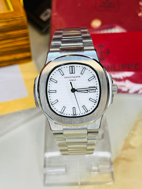 Silver White Automatic Nautilus Super Clone Watch