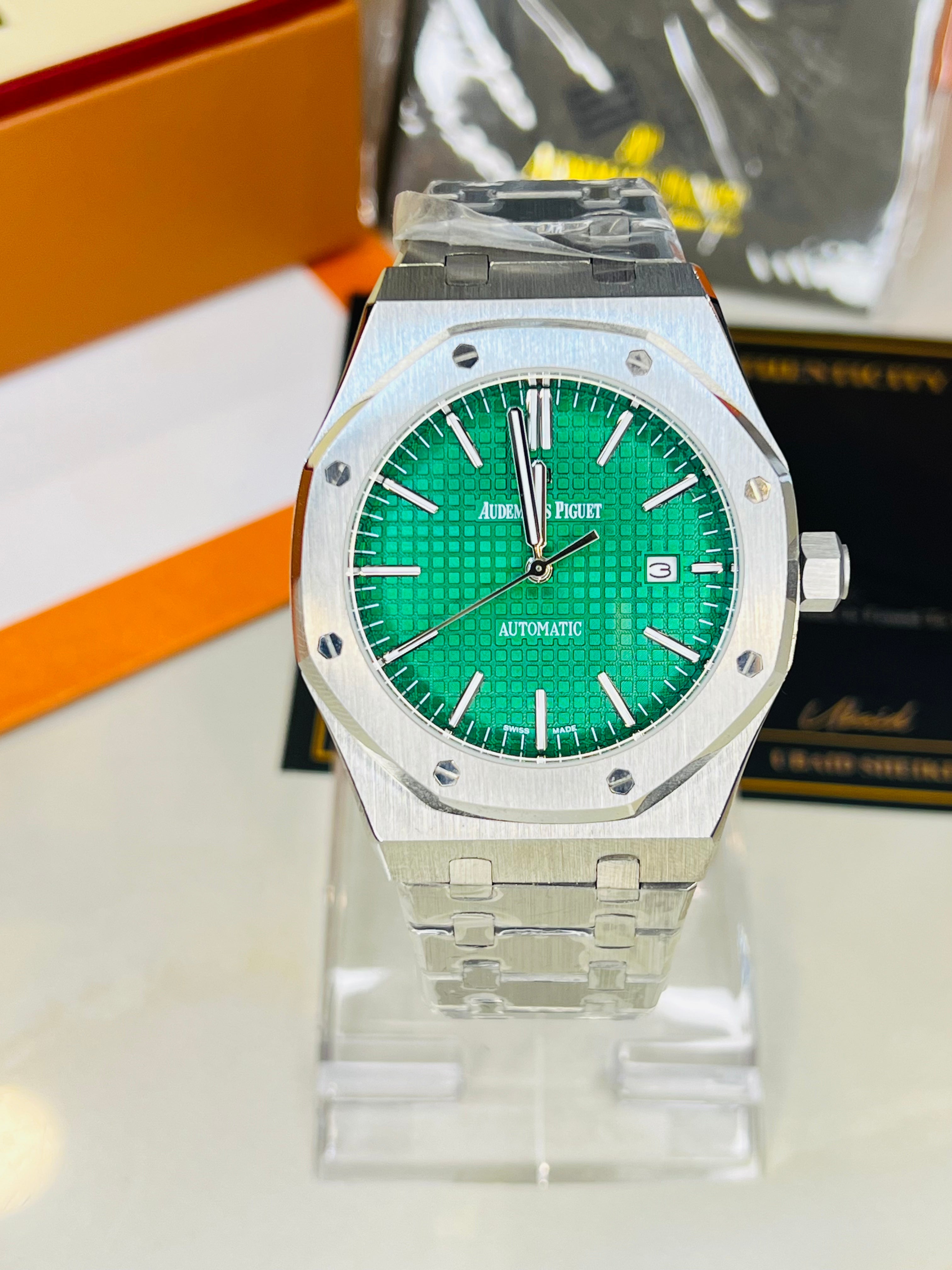 AP Silver Automatic Emerald Dial Super Clone Watch