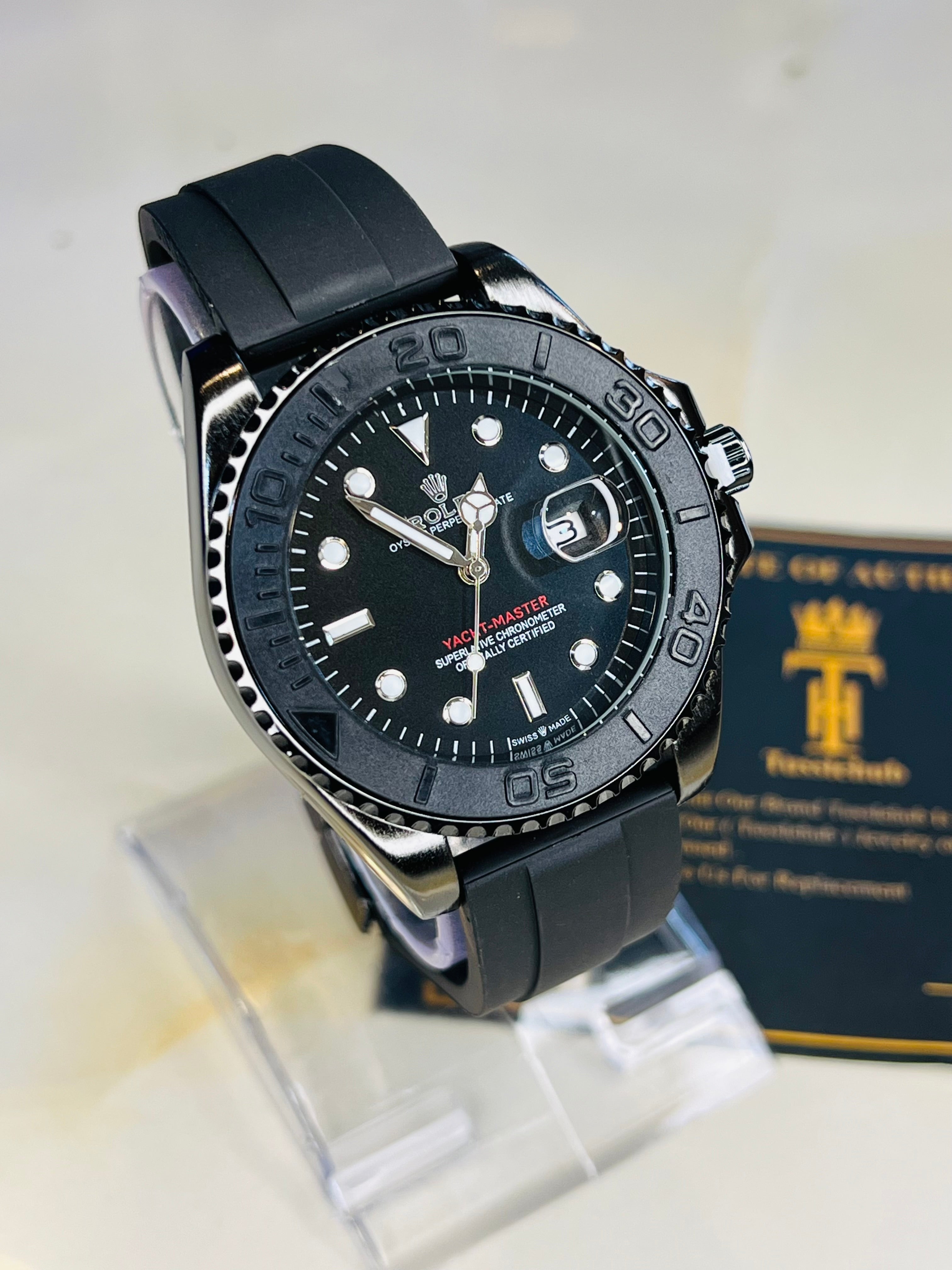 All Black Yatchmaster Oyster Watch