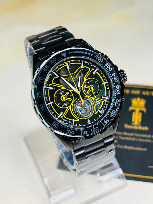 Tag Heur Black Yellow Chronograph Watch
