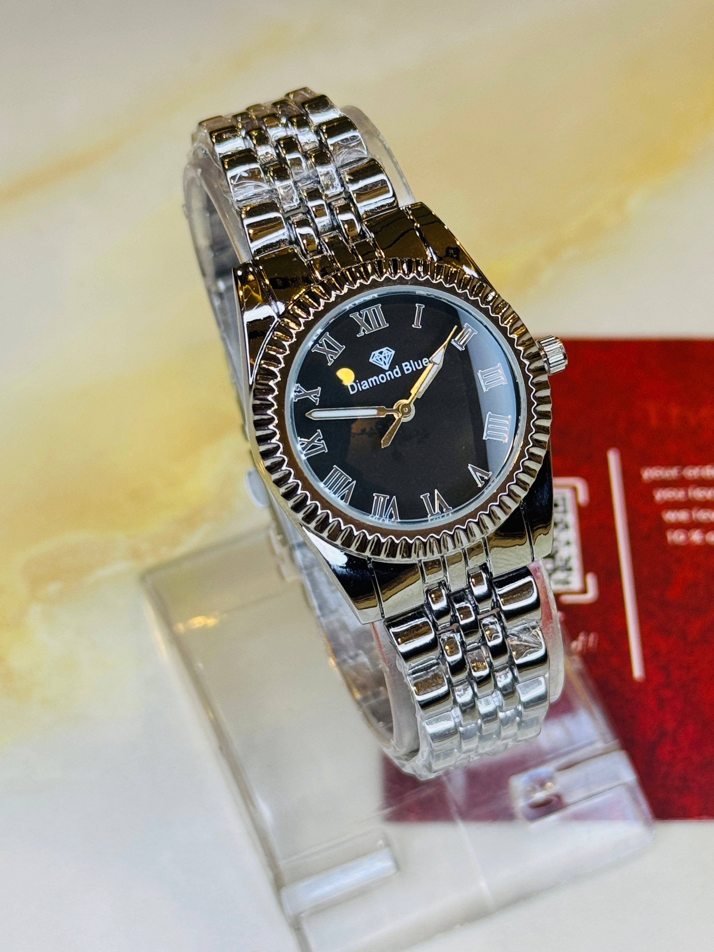 Silver Black Aoqili Roman Watch for her