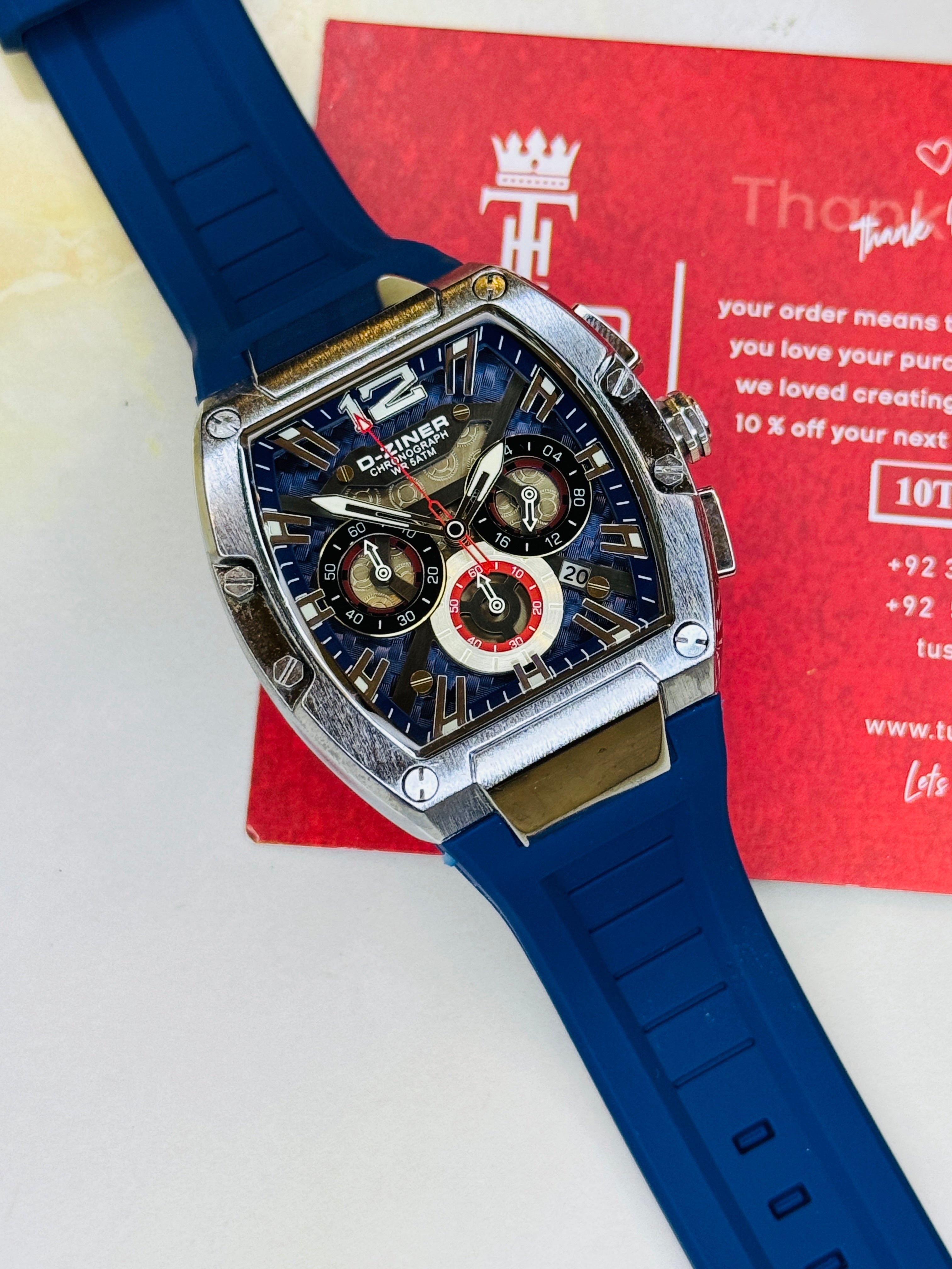 D-Ziner RM Blue Silver Chronograph Watch