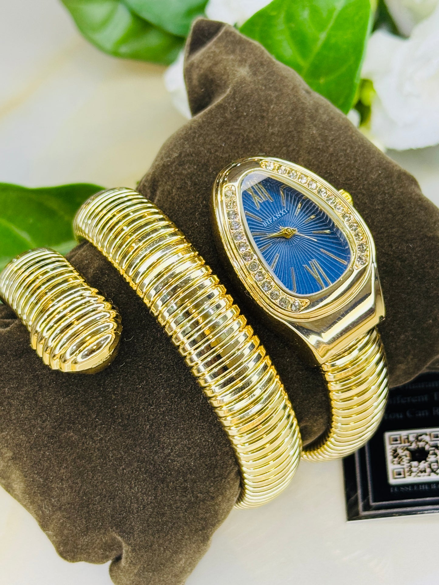 Gold Sapphire Serpentine Watch For Her