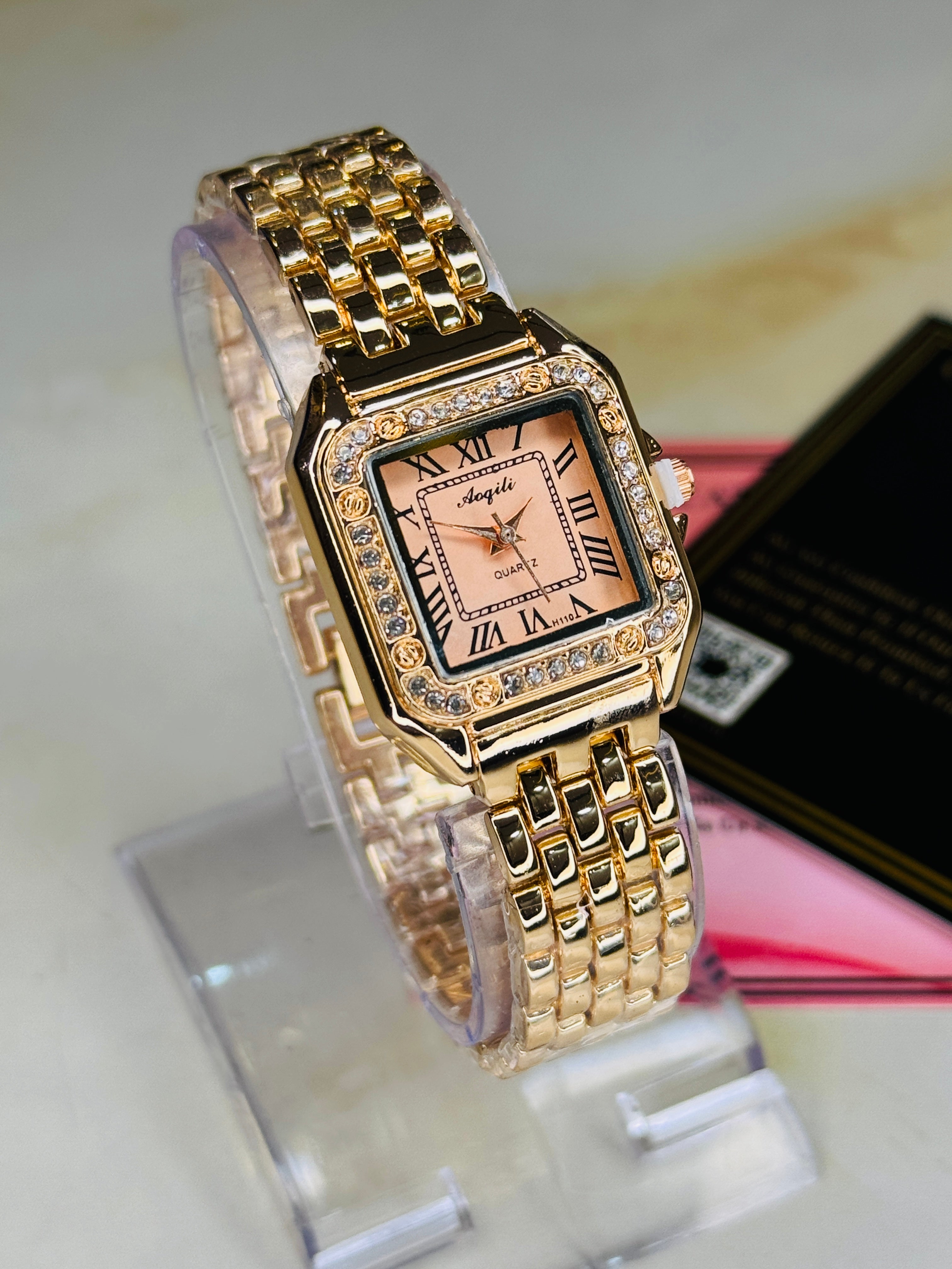 All Rosegold zircon Santos Watch For Her