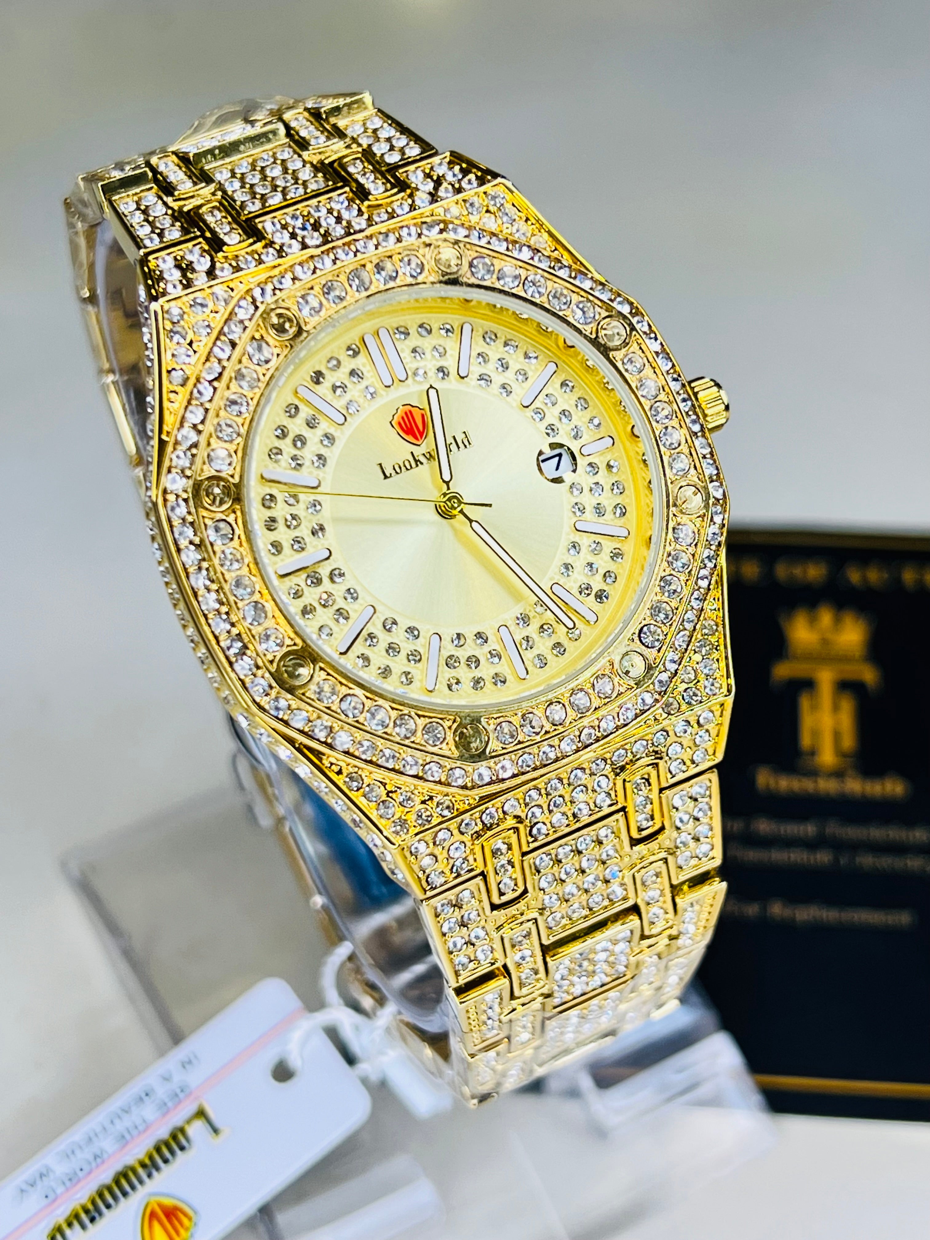 All Gold Look World Iced Out Watch