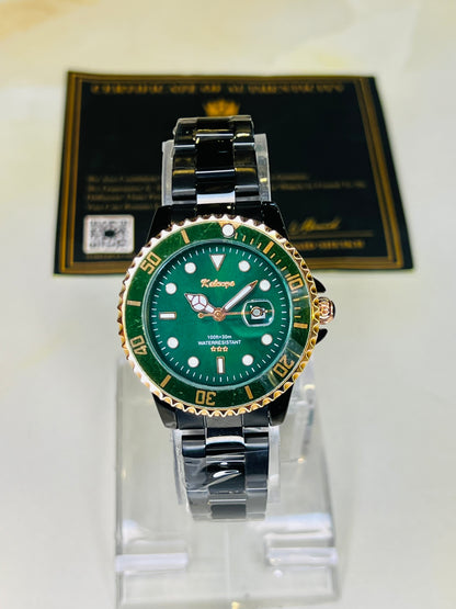 Kaluuya Black Green Rotating Bezel Couple Watches