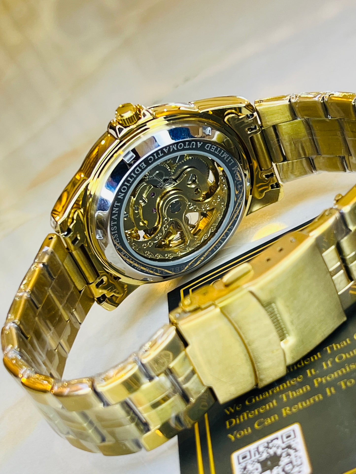 R-2 All Gold Chain Strap Skeleton Automatic Watch