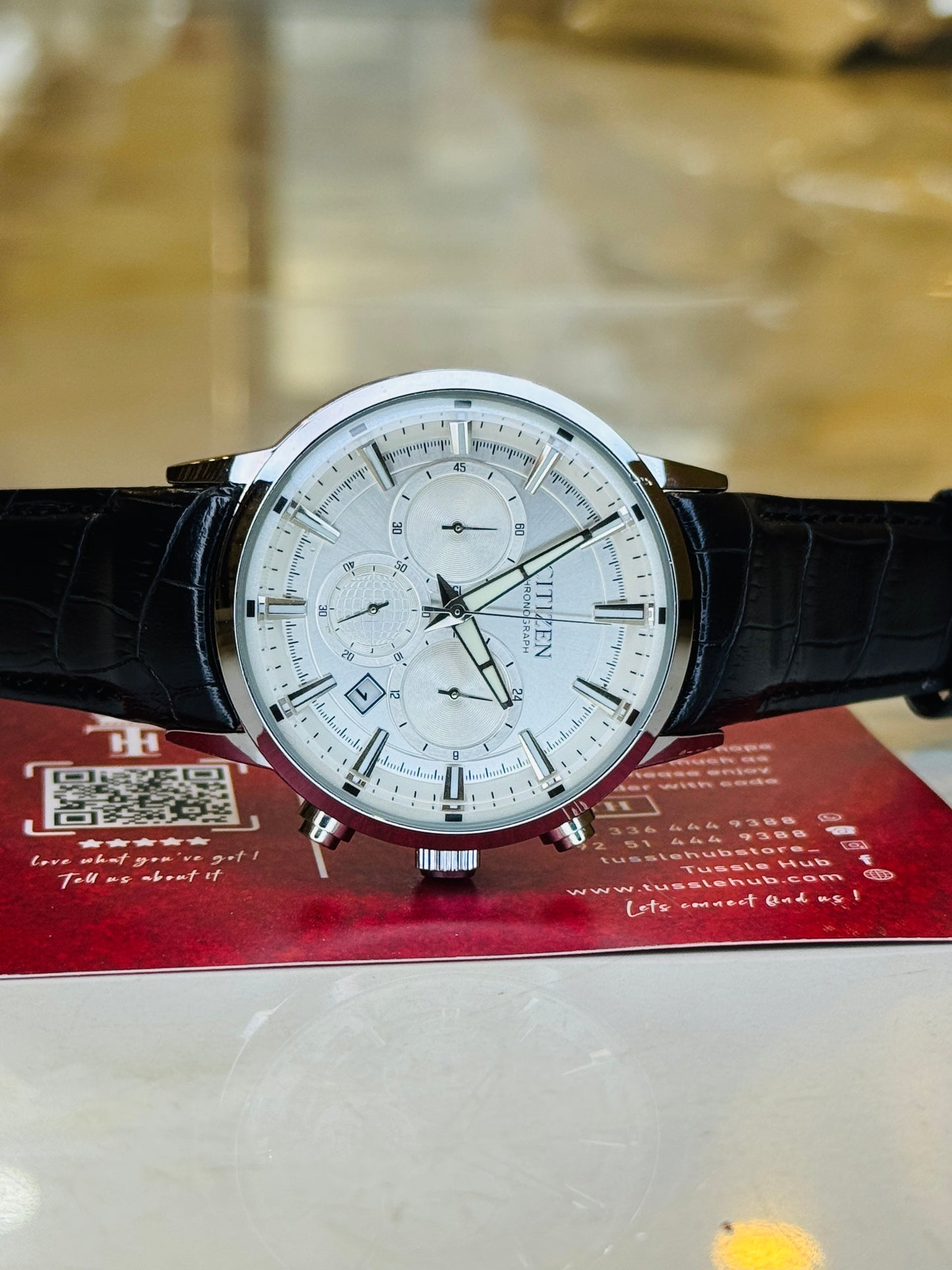 Citizen Globe Black White Chronograph Watch
