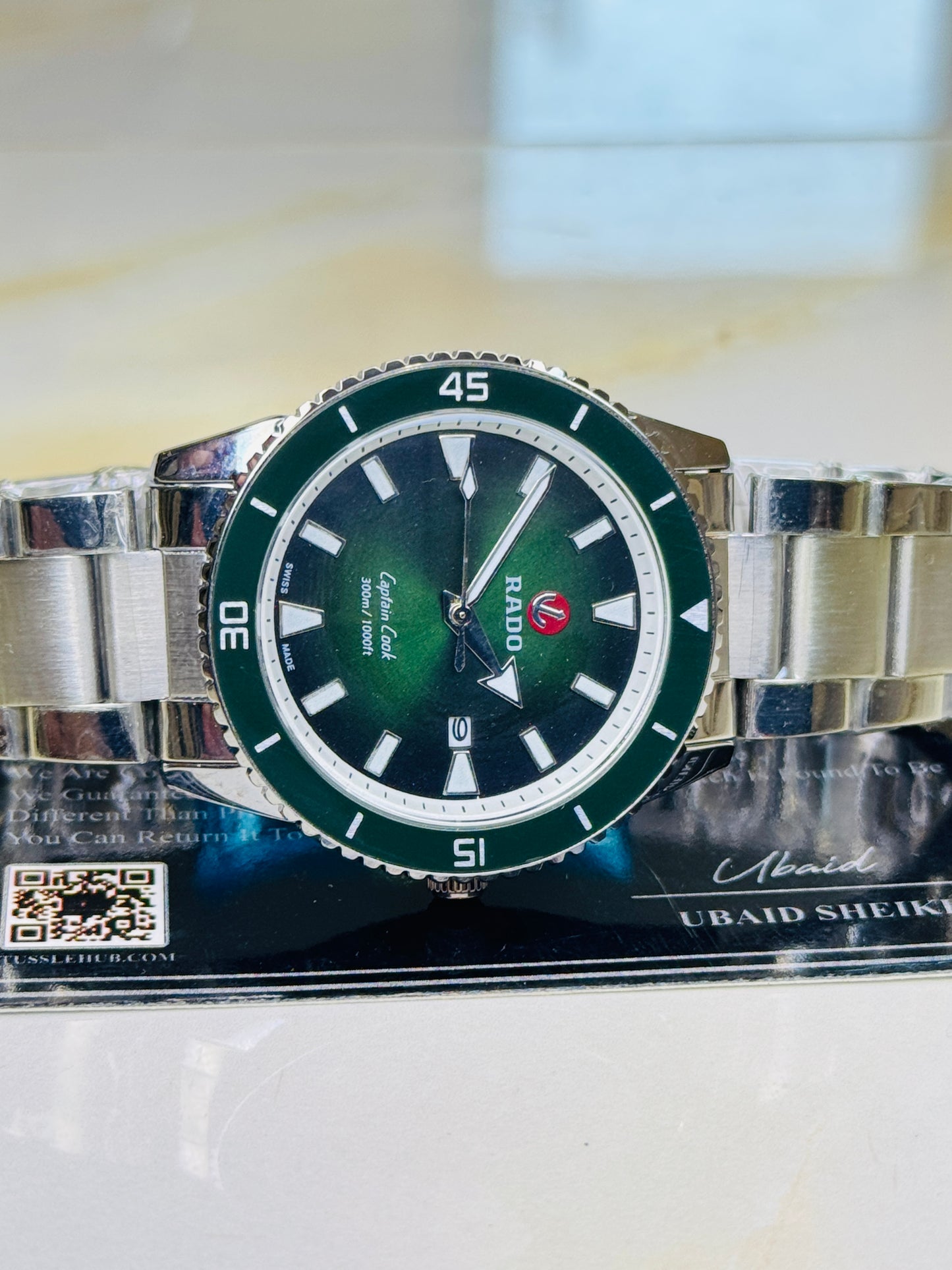 Silver Emerald Rado Captain Cook Watch