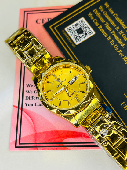 Gold Binbond Day Date Watch For Her