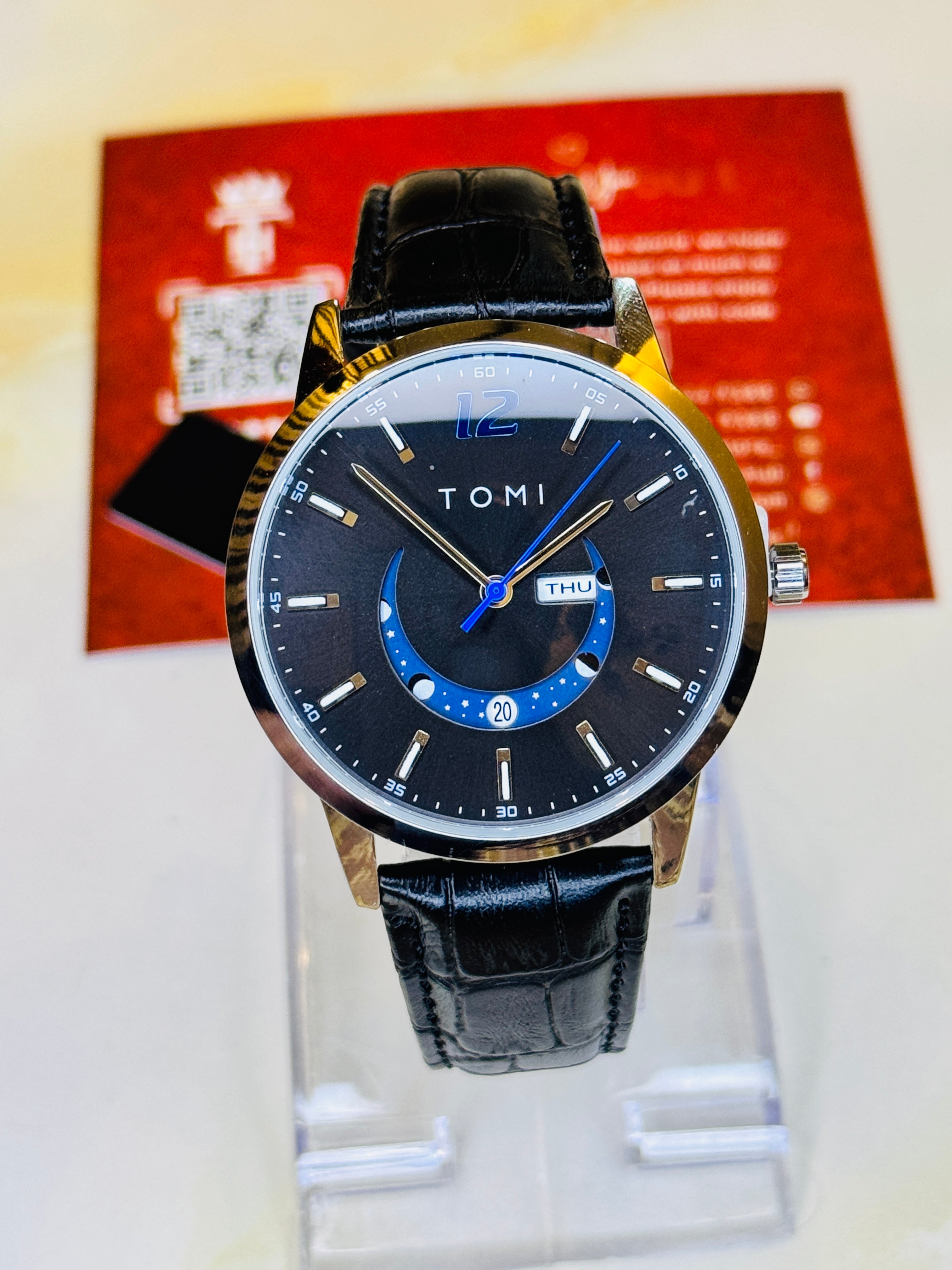 Black Silver Tomi Crescent Watch
