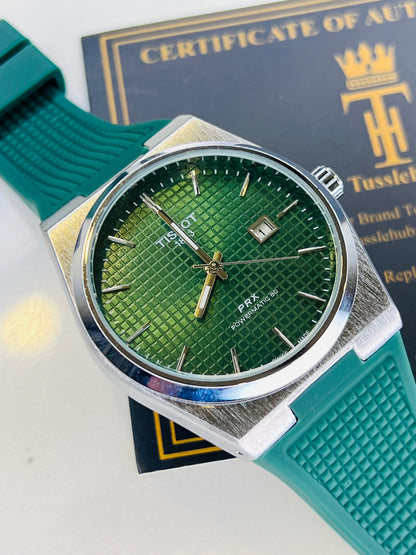 Green Silver PRX Silicon Strap Watch