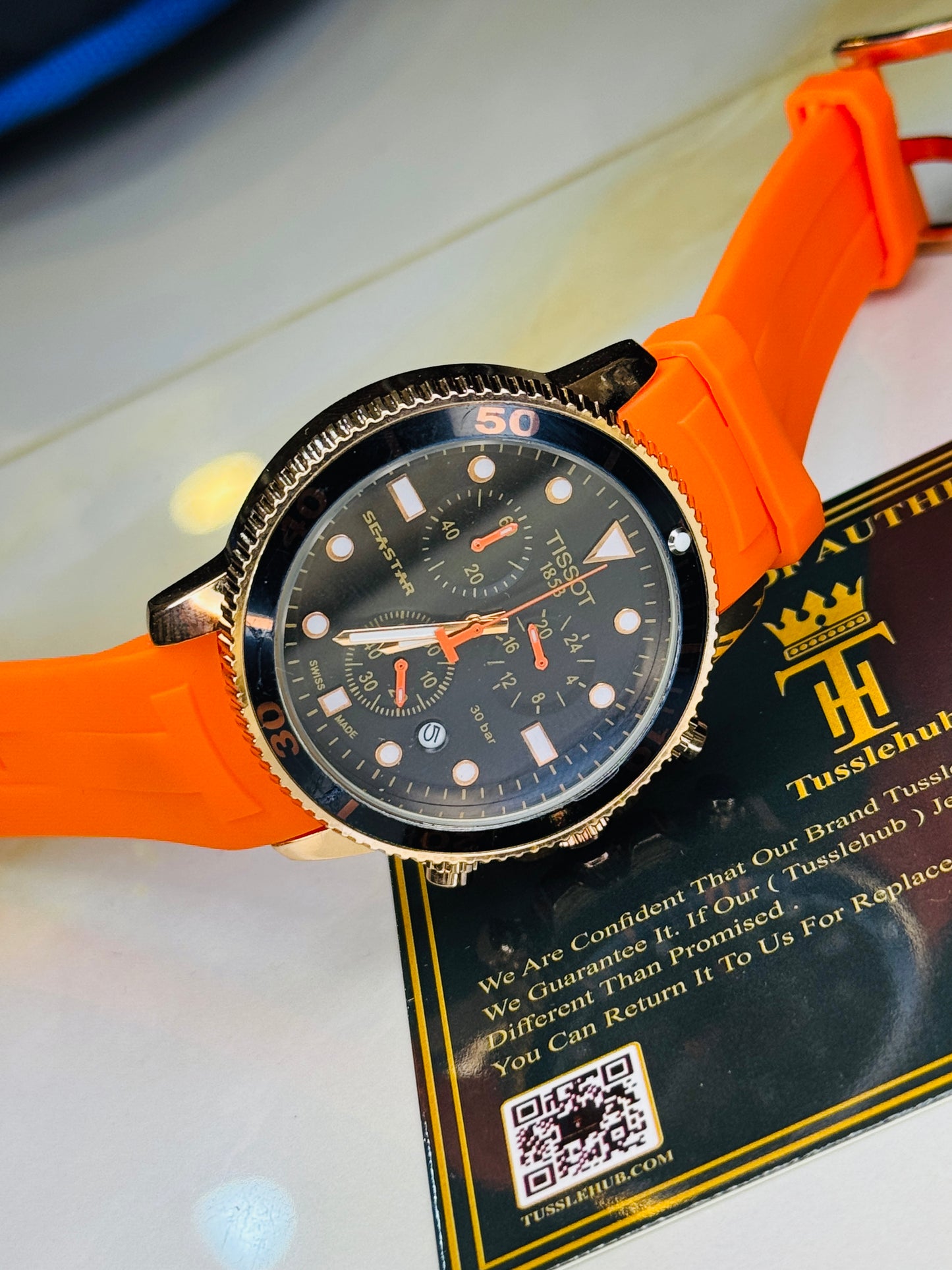Orange Tissot Sea Star Chronograph Watch