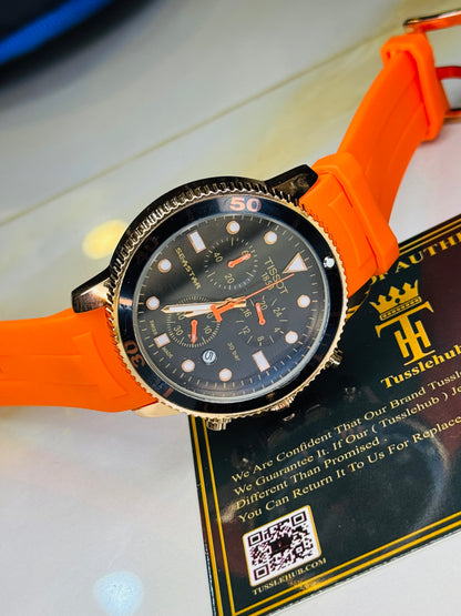 Orange Tissot Sea Star Chronograph Watch