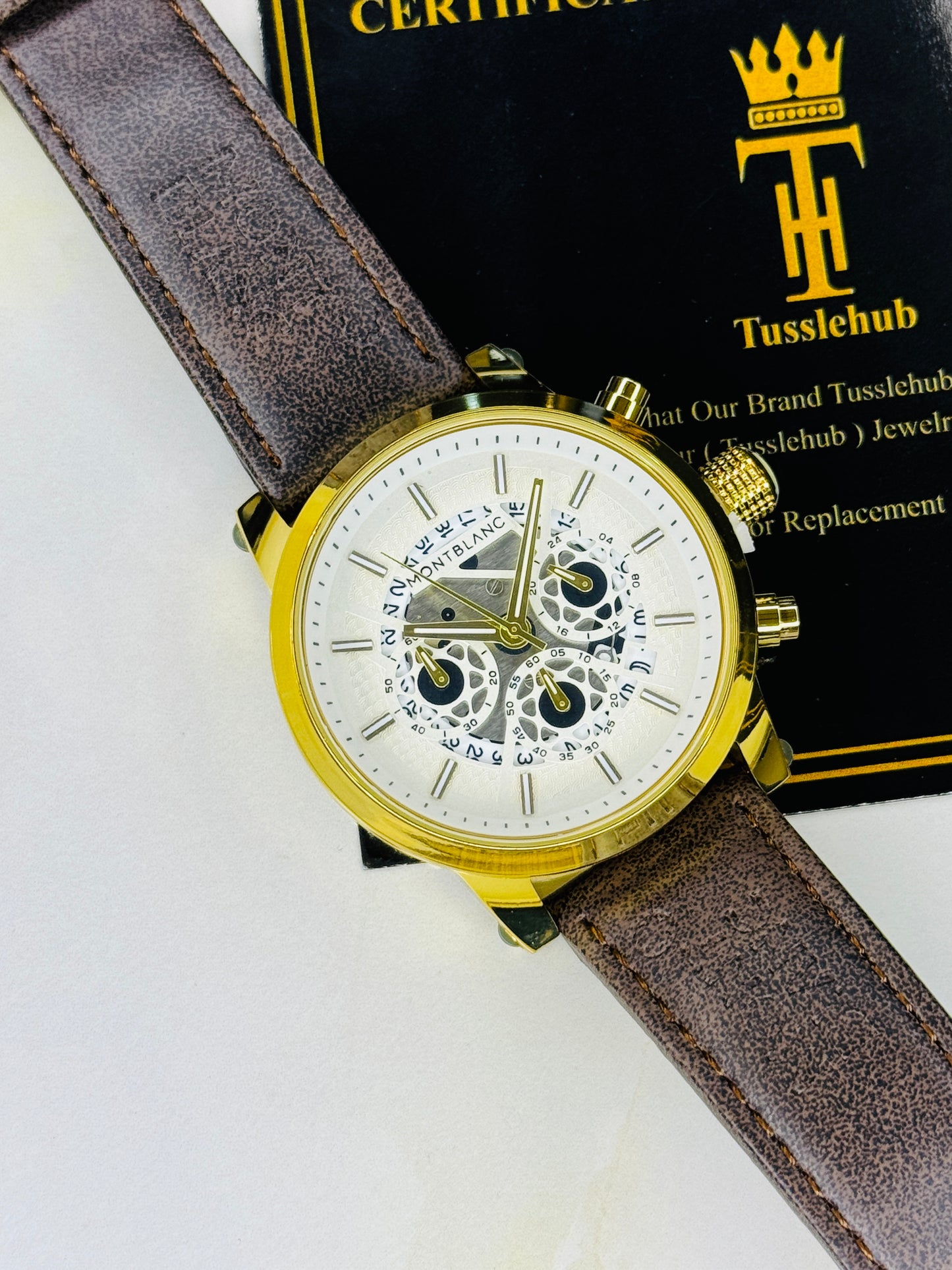 MontBlanc Coffee Gold Skeleton Chronograph Watch