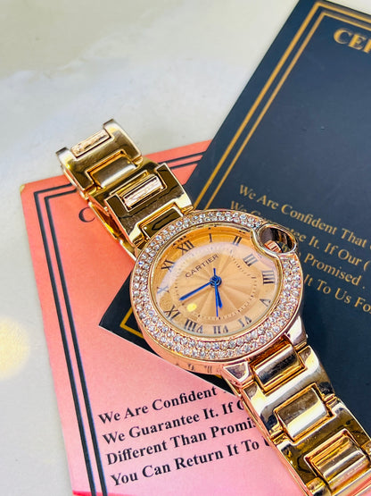 Cartier RoseGold Iced Dial Watch For Her