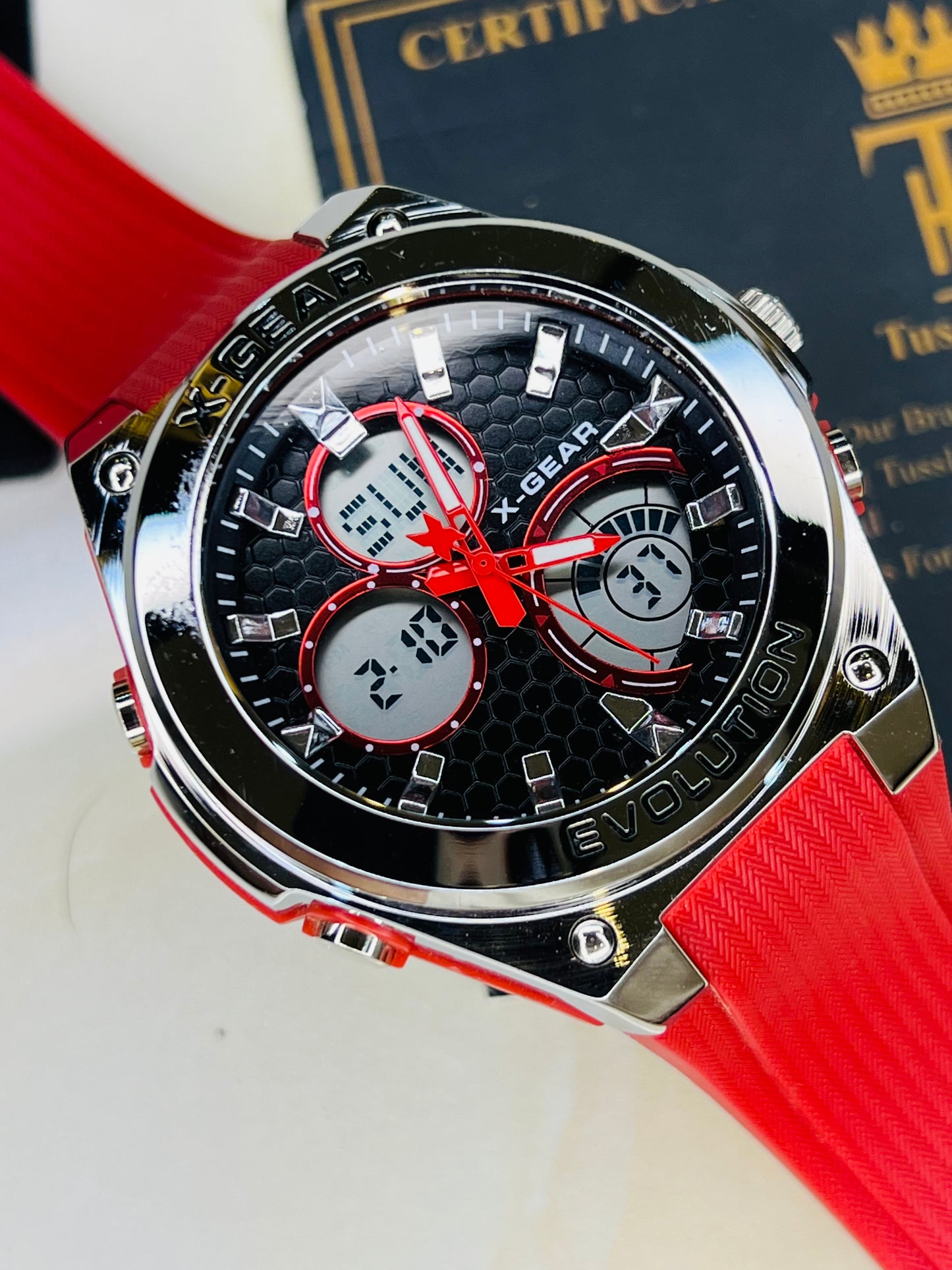 X-Gear Evolution Red Silver Sports Watch