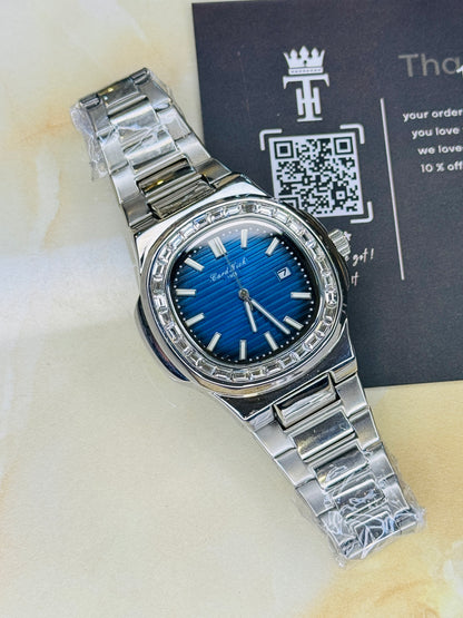 Card Nick Nautilus Silver Ocean Gem Stone Watch
