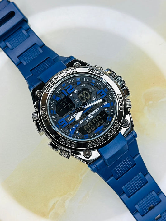 Navy Strap Digital Metal Body Sports Watch