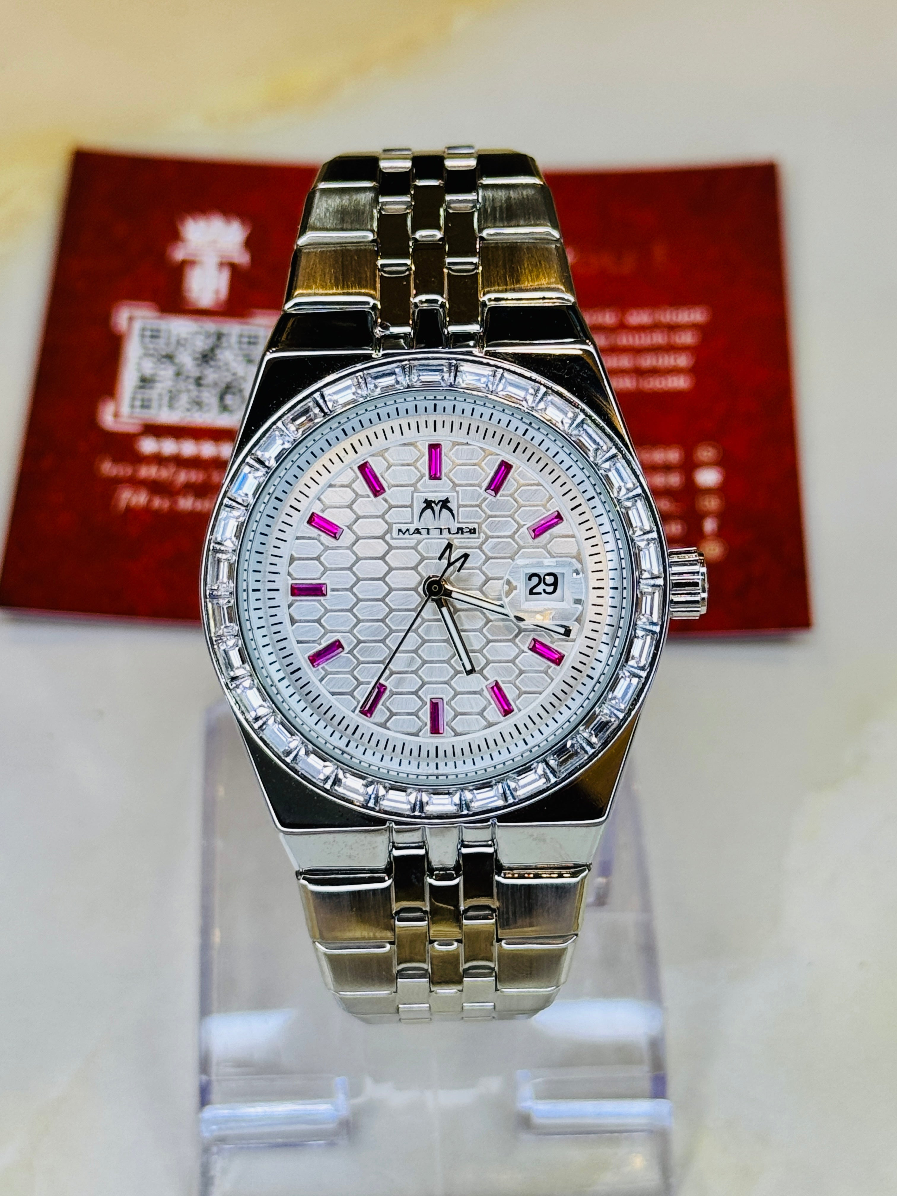Silver White Luxus Watch