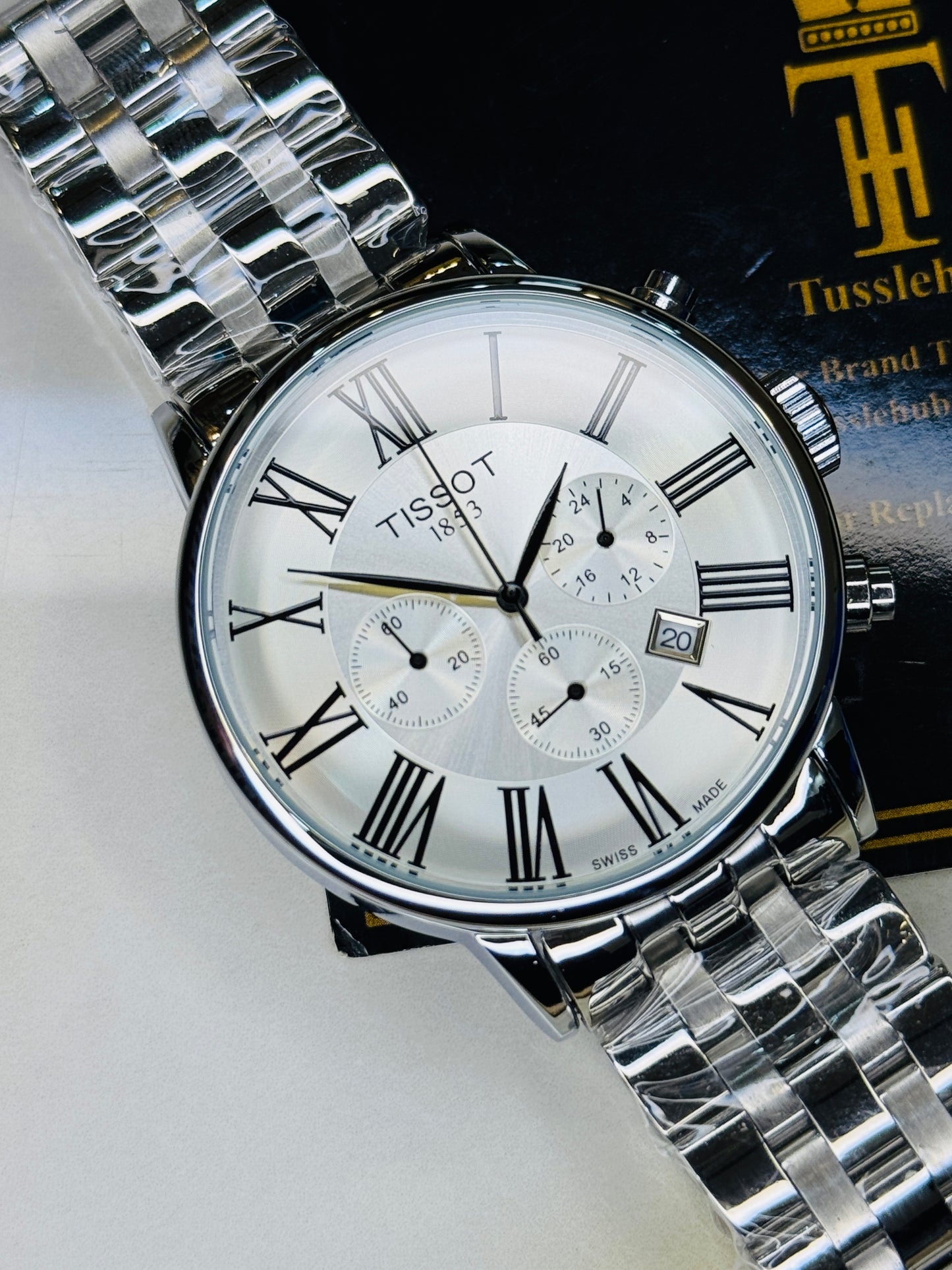 Roman Silver Chain Chronograph Dial Tissot Watch