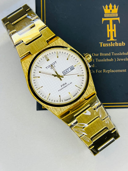 Tissot PRX Gold With White Textured Dial Watch