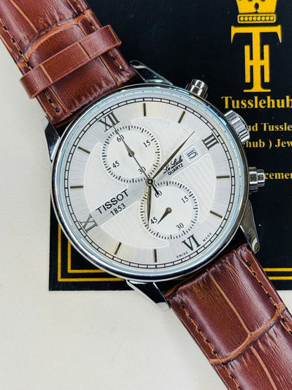 Le Lode Brown Leather Chronograph Dial Tissot Watch