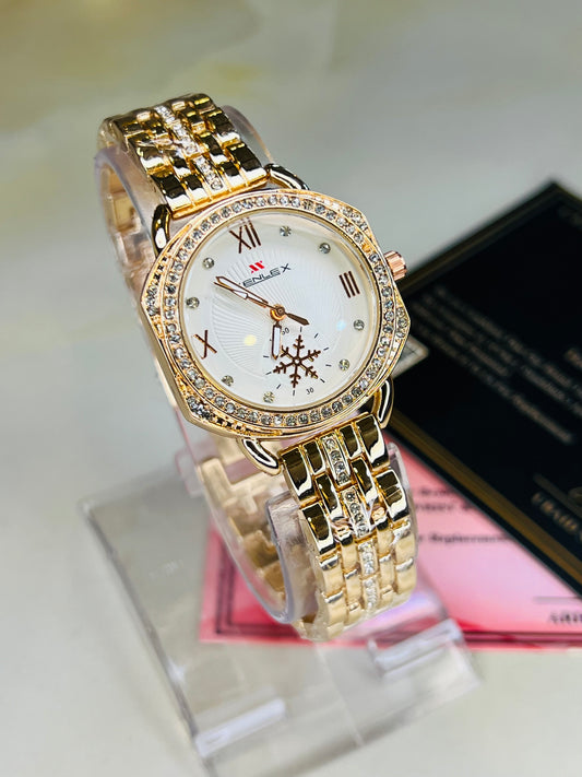 Xenlex RoseGold White Zircon Watch For Her