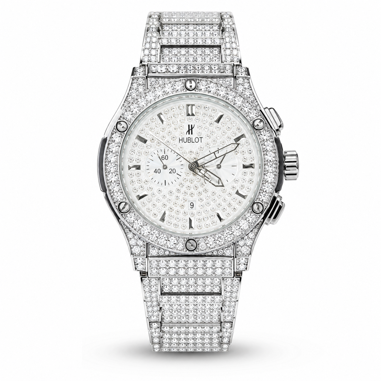 Silver Big Bang Iced Out Watch
