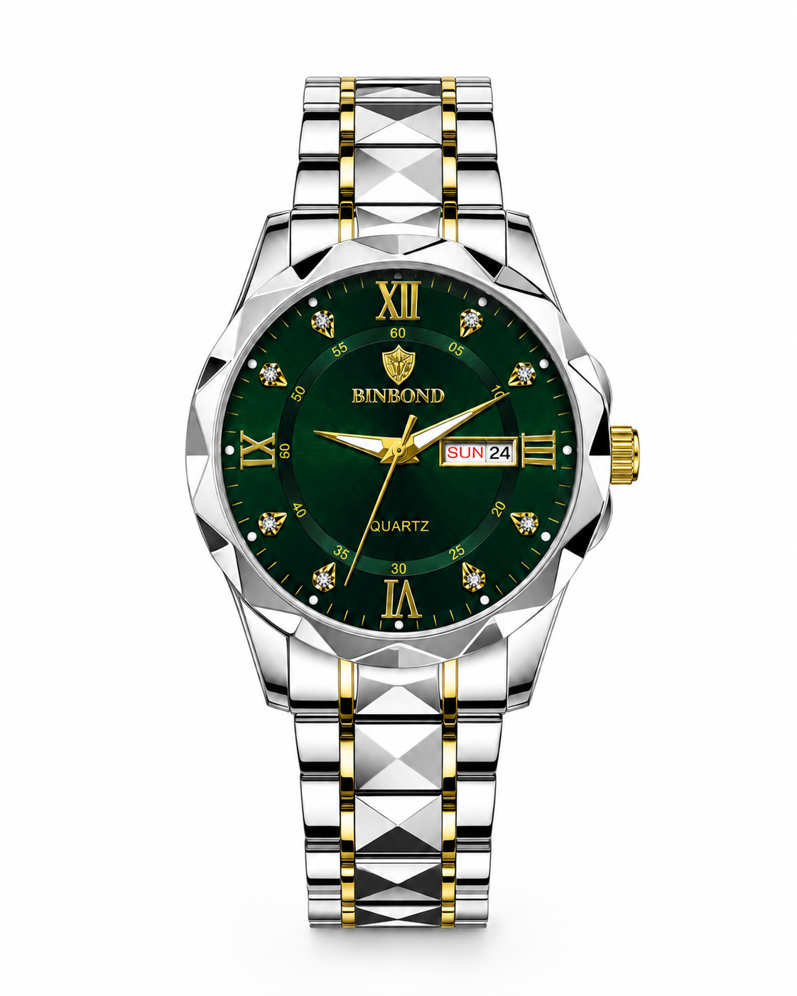 Forest Green Binbond Diamond Dial Watch