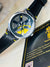 Black Yellow Leather Strapped Spinner NS Watch