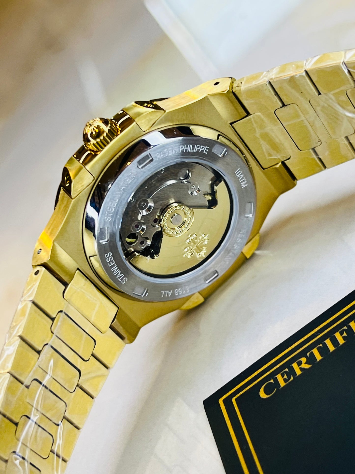 Gold Black Automatic Nautilus Super Clone Watch