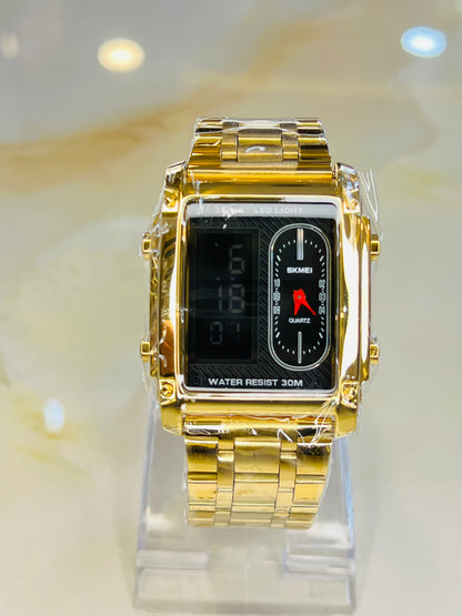 Skmei 3 Time Gold Watch