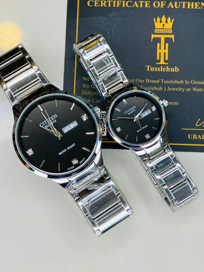 Silver Black Axiom Couple Watch