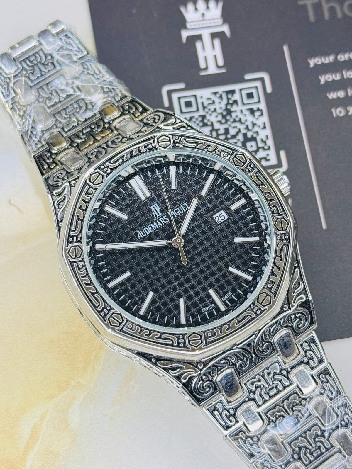 Ap Watch Rectangular Calligraphic Silver Black AP Watch – TUSSLEHUB