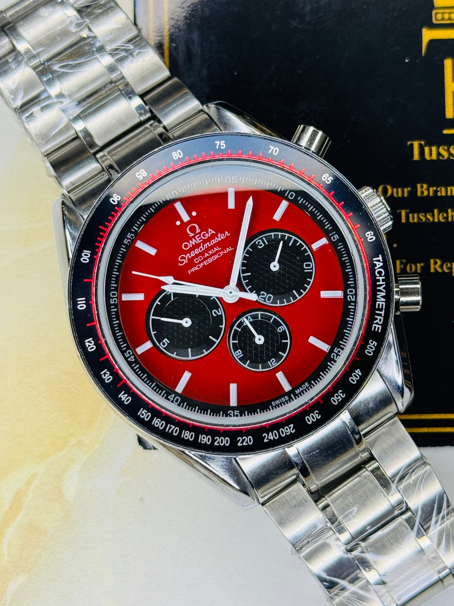 Speedmaster Blood Dial Silver Automatic Master Clone Watch