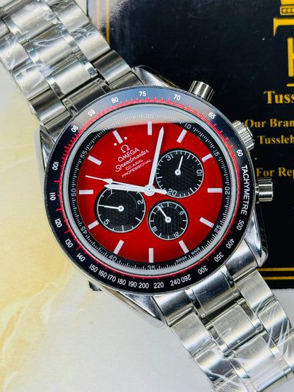Speedmaster Blood Dial Silver Automatic Master Clone Watch