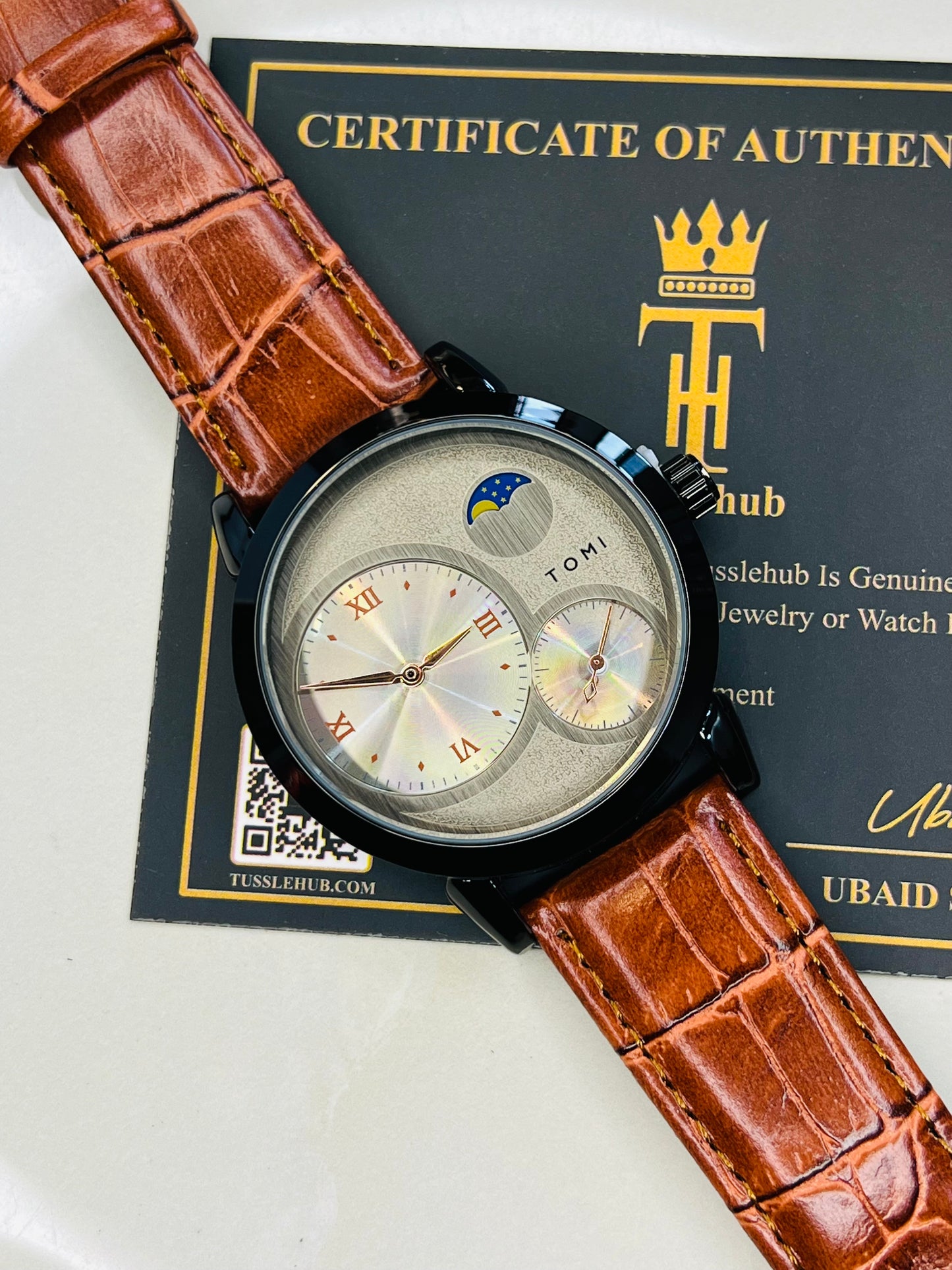 Tomi Brown Black Moon graph Dial Watch