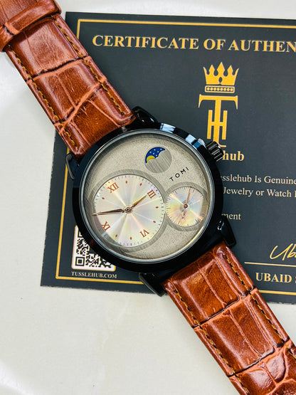 Tomi Brown Black Moon graph Dial Watch