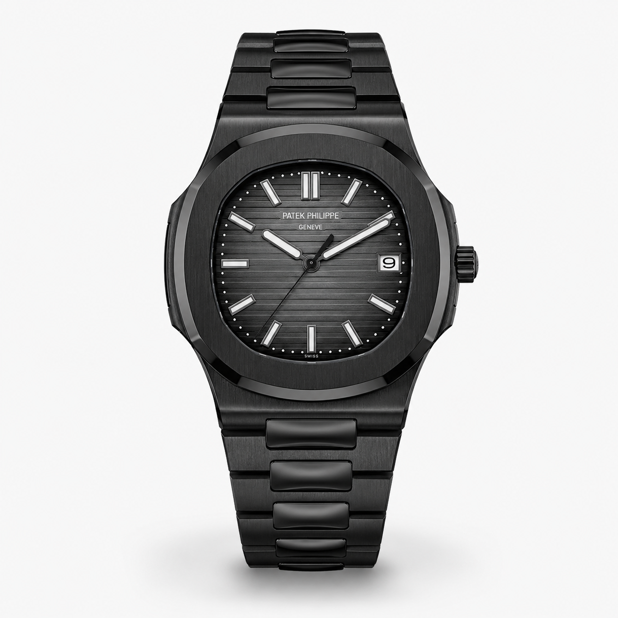 All Black Automatic Nautilus Super Clone Watch