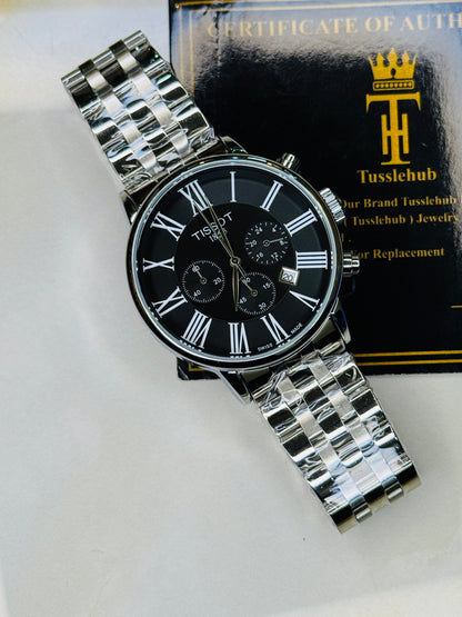 Roman Silver Chain Chronograph Dial Tissot Watch