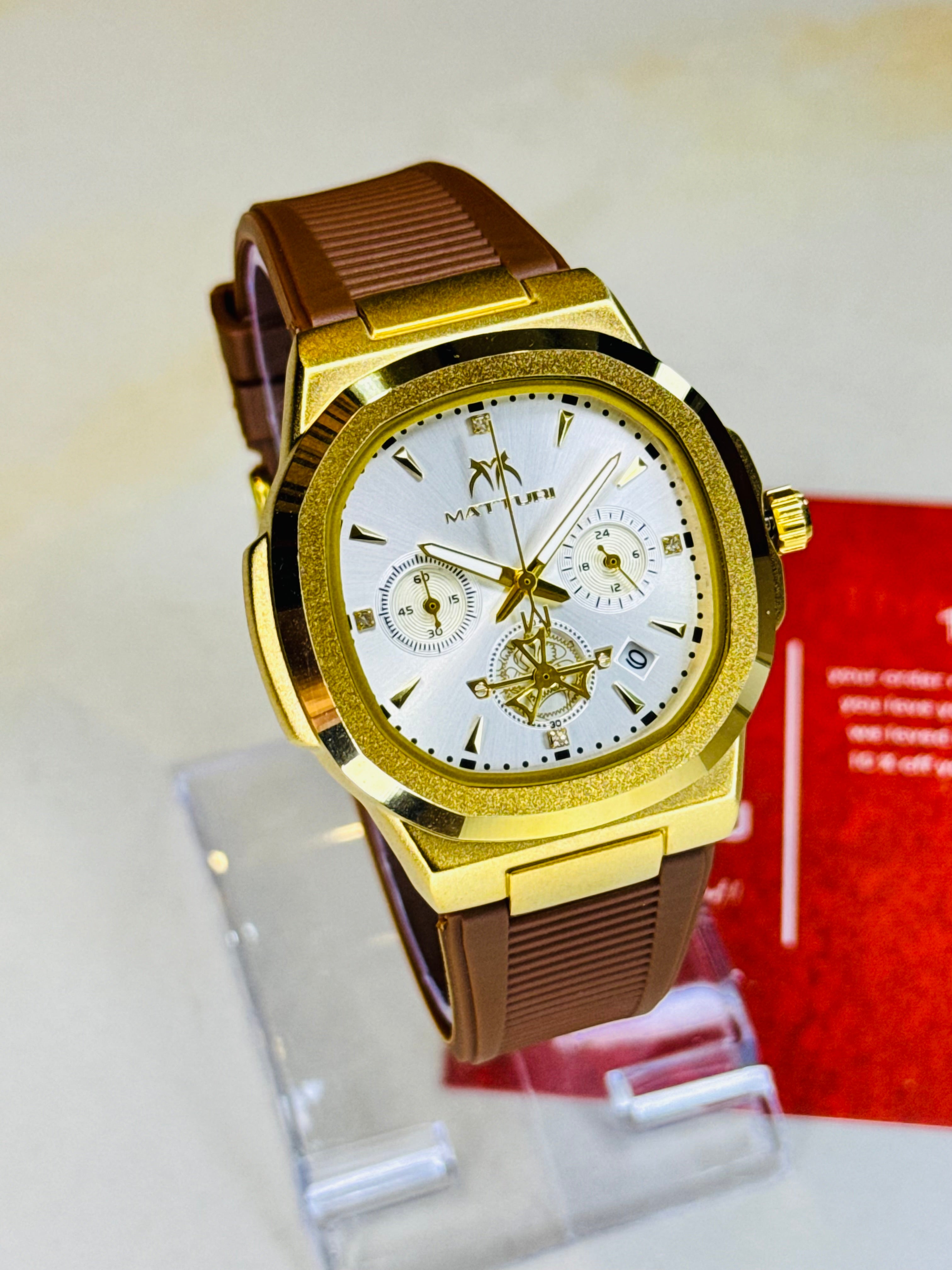 Matturi Brown Gold Silicone Chronograph Watch