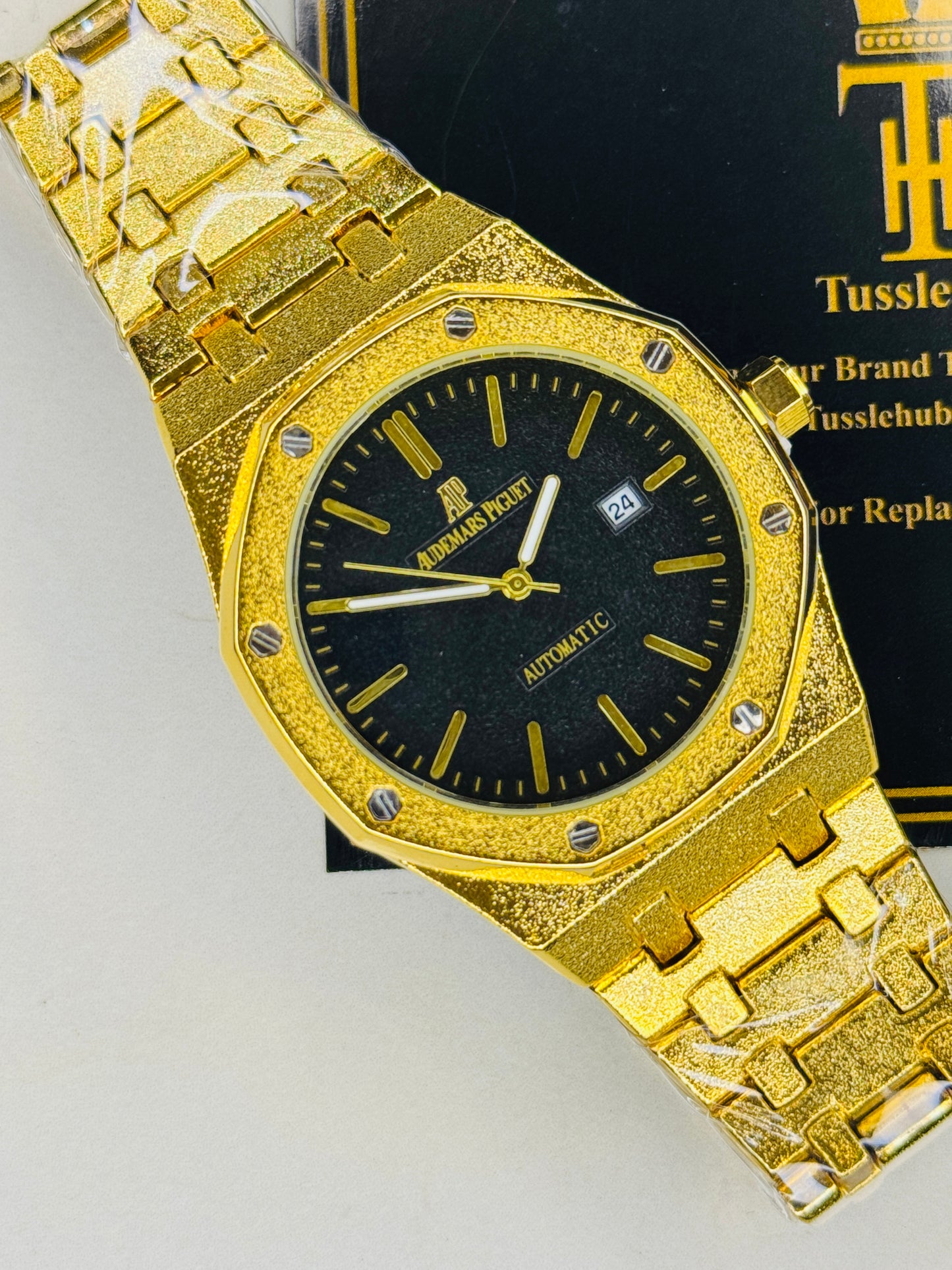 Frosted Gold Black AP Watch