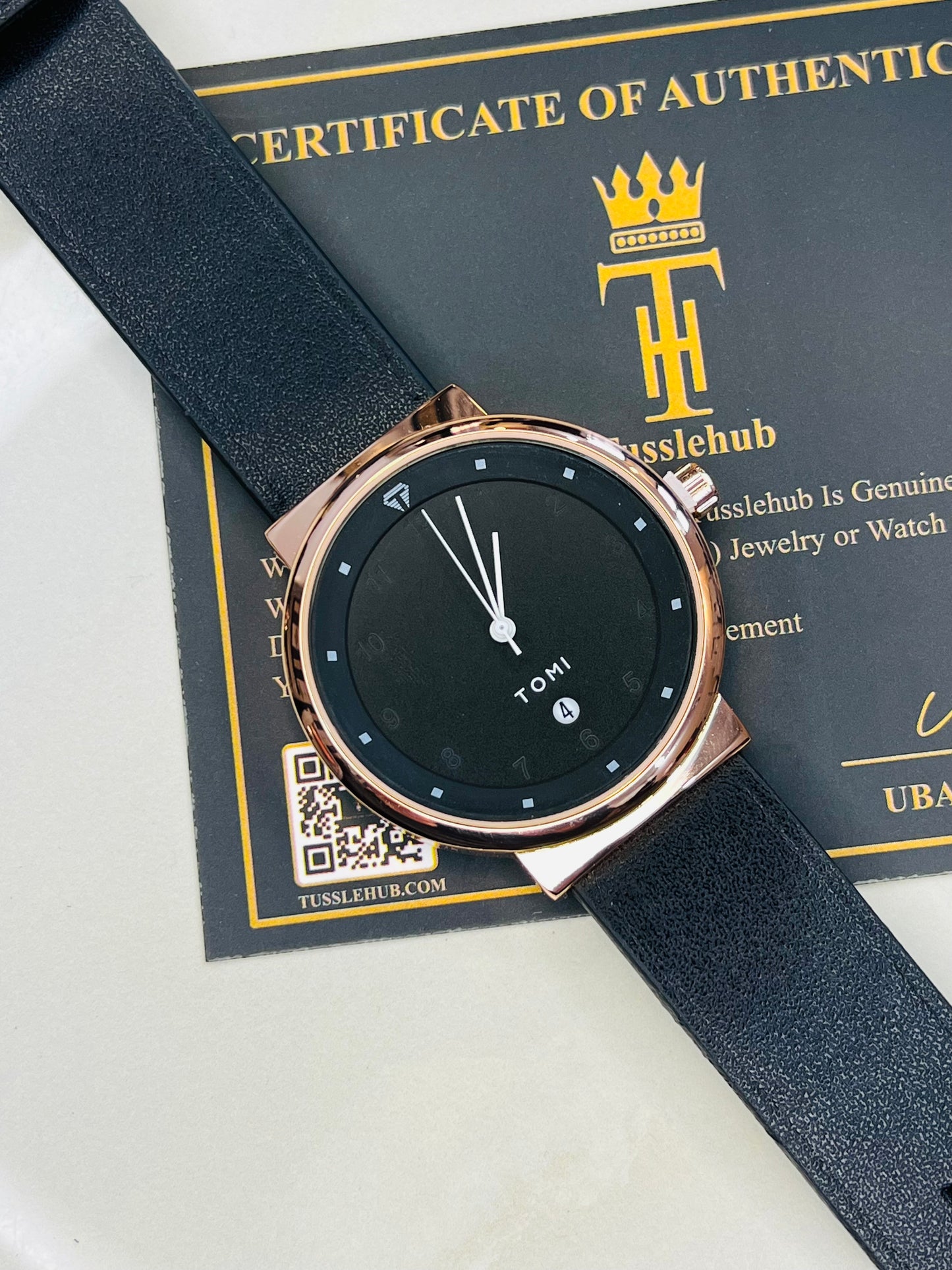 Tomi Black Rose Gold Elegance Dial Watch