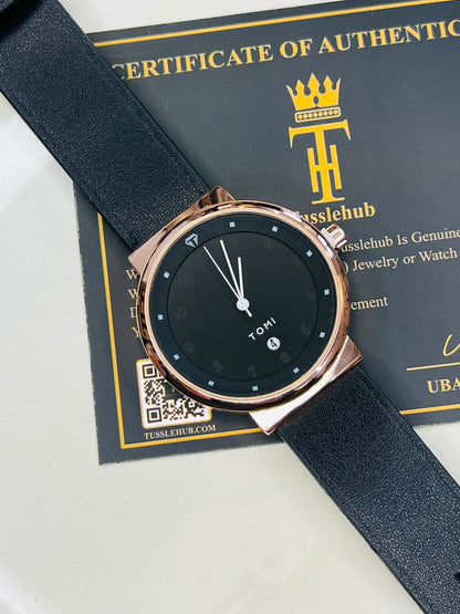 Tomi Black Rose Gold Elegance Dial Watch