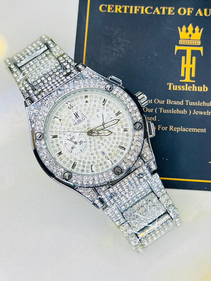 Silver Big Bang Iced Out Watch